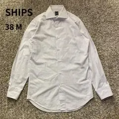 【美品】SHIPS　シップス　GIZAコットン　ストライプ　長袖シャツ　日本製