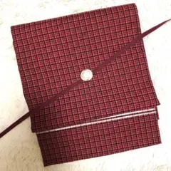 ヴィンテージ正絹名古屋帯 赤×黒チェック