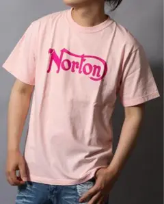 Norton ドッグノートンロゴ 半袖Tシャツ ピンク XL