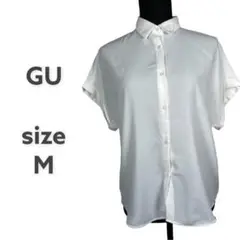 『GU』ジーユー(sizeM)半袖シャツ ホワイト 開襟シャツ 薄手 シンプル
