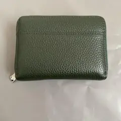 本革二つ折り財布　レザー牛革グリーン