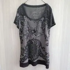 NERO トップス カットソー Tシャツ 半袖 天使 総柄 グレー Mサイズ