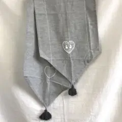 テーブルランナー　フランスメーカー 150×40cm グレー 猫