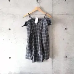 2way オフショルブラウス　チェック柄　タグ付新品