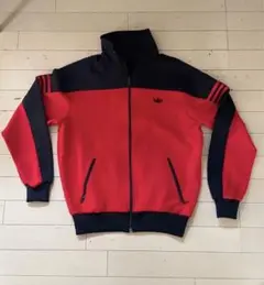 【adidas】60s 70s トラックジャケット赤×黒