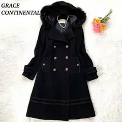 【美品】GRACE CONTINENTAL カシミヤ混 コート フォックスファー