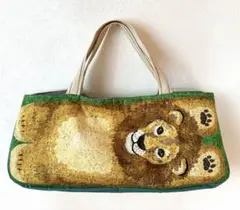 ハンドメイド　トートバッグ　ライオン　動物