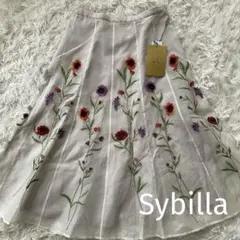 未使用☆Sybillaシビラ☆シルク刺繍スカート イトキン　 ※難あり