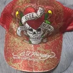 Ed Hardy スカルとハートのキャップ　ラメ　PUNK　ラインストーン