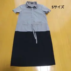 INDIVI インディヴィ　半袖シャツワンピース 36 グレー/ブラック