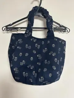 フクロウ　藍染風　手提げバック