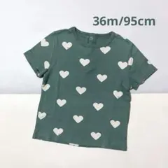 PETITBATEAU プチバトー　ハート柄半袖Tシャツ　緑　36m/95cm