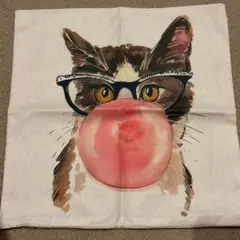 クッション　カバー 猫　風船ガム　45×45　インテリア　かわいい　ソファ