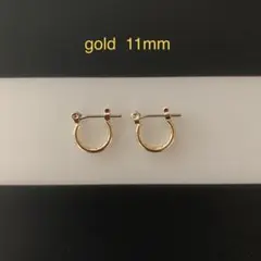 即購入OK☆送料込☆ゴールド11mm☆チタンフープピアス☆2個1ペア☆男女兼用
