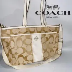 【人気】COACHコーチ シグネチャー 2way トート ハンド ショルダー