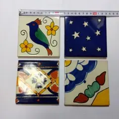 メキシカンタイル　約10cm角　4枚セット　コースターにも！