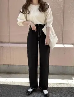 GRL タックワイドパンツ【gm484】　ミチ着用