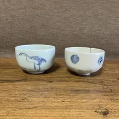 江戸時代 古伊万里 染付 丸文 ころ茶碗 ［1540］ 古伊万里 染付 丸文 ころ茶碗 ぐい吞み - 生活骨董と古布の