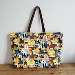 ハンドメイド☆　ビックサイズトートバッグ・習い事バッグ・お布団バッグ　タウン