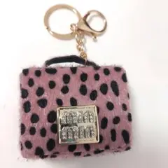 ヒョウ柄《ピンク》ミニバック型キーホルダー