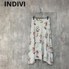 INDIVI　サテンフレアスカート　38 日本製