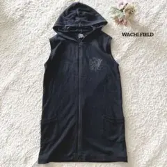 WACHI FIELD わちふぃーるど フード付きベスト M 黒 猫デザイン