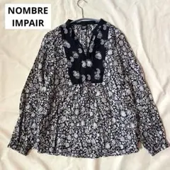 ノンブルアンペール Flower&Paisley スキッパーブラウス ブラック