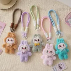 Labubu ぬいぐるみ キーホルダー ラブブ 携帯ストラップ 5体セットまと