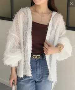 Thevon フリンジシアーシャツ　オフホワイト