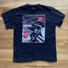 RIOT SOCIETY 死神×富士山 桜 和風グラフィックTシャツ 黒 M