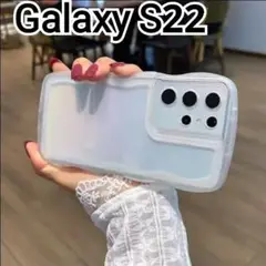 GalaxyS22 ケース　ウェーブフレーム　クリアケース　可愛い