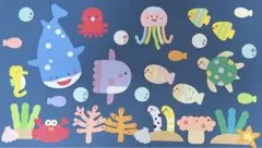 壁面　夏　海の生き物
