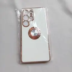 GalaxyS25Ultra用 ソフトケース ホワイト　リング付き