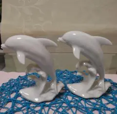 イルカの陶器置物 2体セット