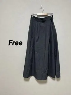 51.ダークグレー チェック柄 ロングスカート