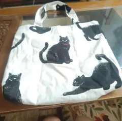 黒猫プリント トートバッグ