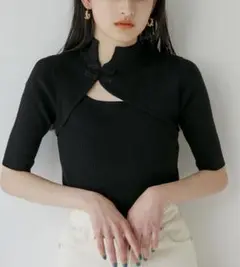 【MURUA】チャイナタイトハーフニット