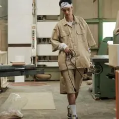 〓A.H×SSZ〓 khaki-BEIGE オーバーサイズ ワークシャツ