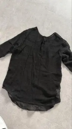 ブラック メッシュ長袖シャツ