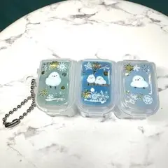 6094☆ シマエナガ　ピルケース　三連　ジョイント　レジン　ハンドメイド