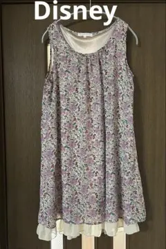 Disney ミッキー ミニー 花柄 ノースリーブワンピース M