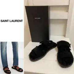 SAINT LAURENT 2018AW アンソニー期 ボアスエードサンダル 黒