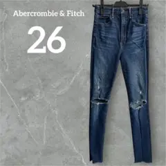 Abercrombie & Fitch ダメージデニム 26 デニムブルー