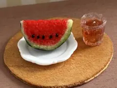 ミニチュアフード フェイクフード ★夏の風物詩 スイカと麦茶のセット★