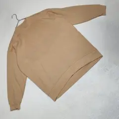 良品★UNIQLO スウェット モックネックロングシャツ ゆったり ベージュ Ｍ