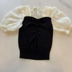アルシーヴarchive￼フリルバルーンスリーブトップス￼ 黒白￼