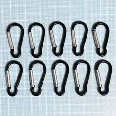 カラビナ ブラック 10個セット 金属カラビナ フック ストラップ キーチェーン