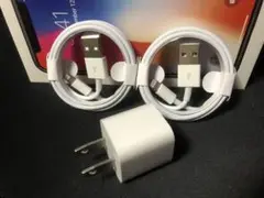 iPhone充電器1mライトニングケーブルアダプターセット 純正品質充電ケーブル