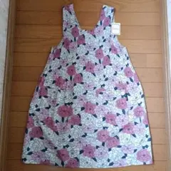 薄手　夏エプロン　花柄　ピンク系