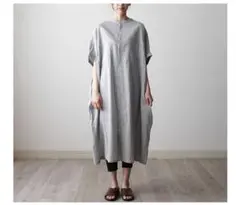 prit 綿麻ダンガリーショートスリーブビッグシャツワンピース